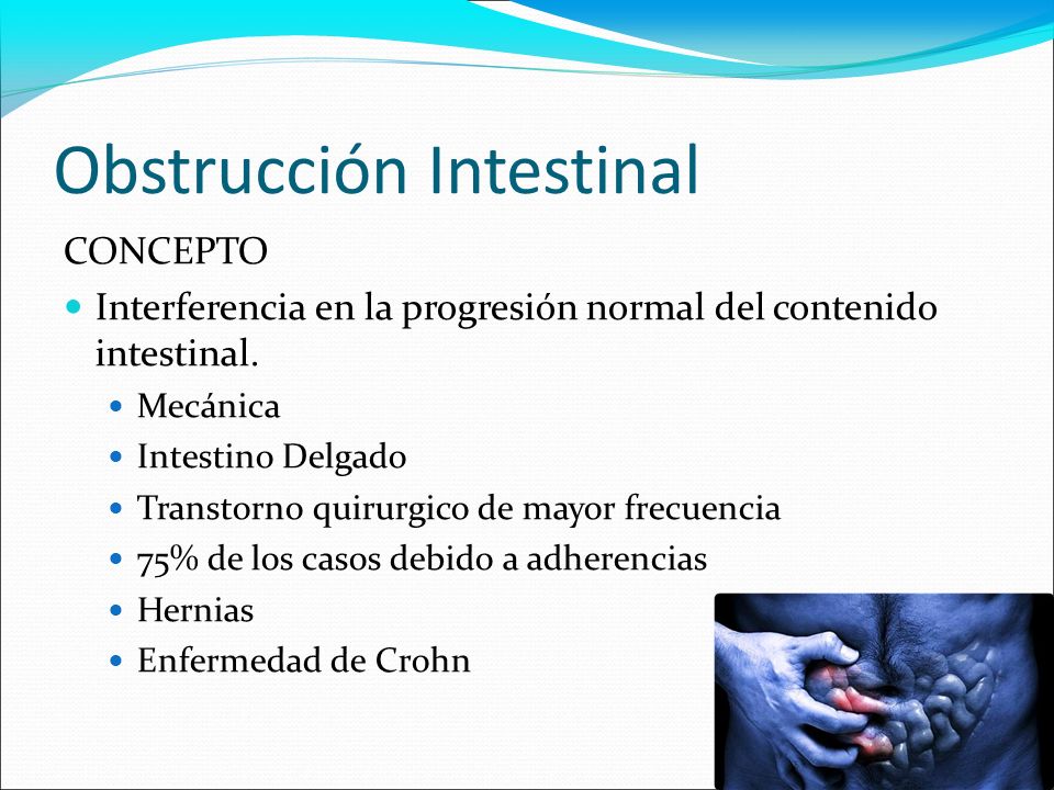 Obstrucción Intestinal CONCEPTO Interferencia en la progresión normal del contenido intestinal.