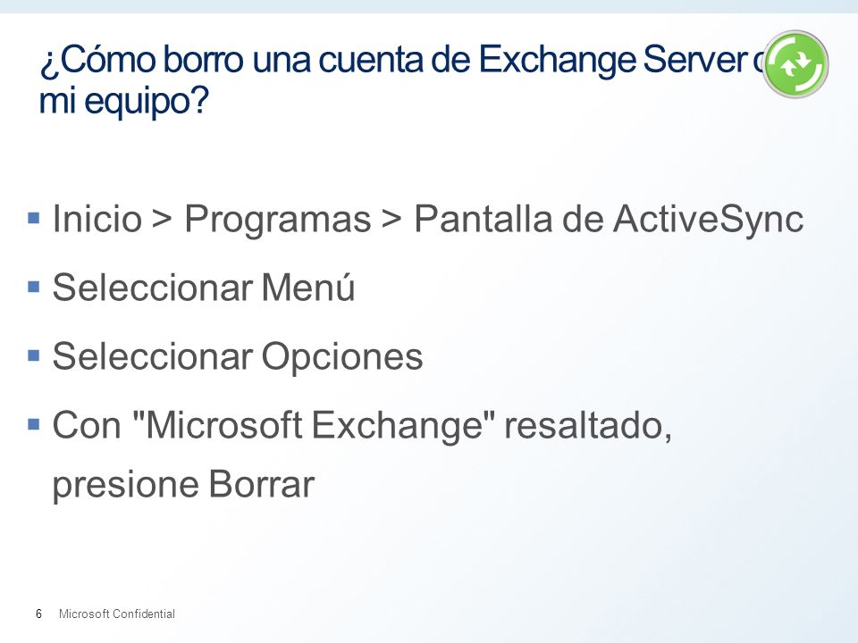 ¿Cómo borro una cuenta de Exchange Server de mi equipo.