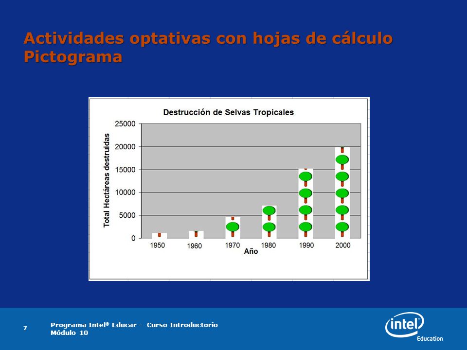 Programa Intel ® Educar - Curso Introductorio Módulo 10 7 Actividades optativas con hojas de cálculo Pictograma