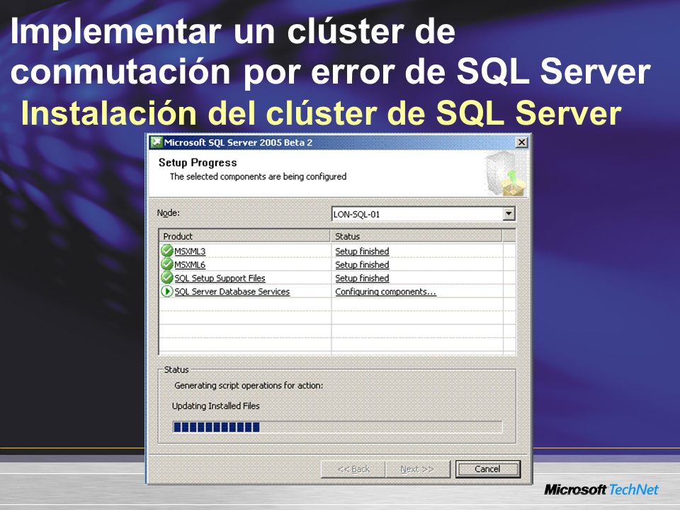 Implementar un clúster de conmutación por error de SQL Server Instalación del clúster de SQL Server
