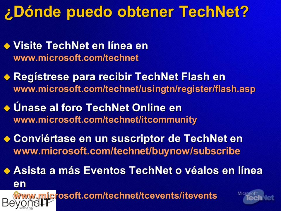 ¿Dónde puedo obtener TechNet.