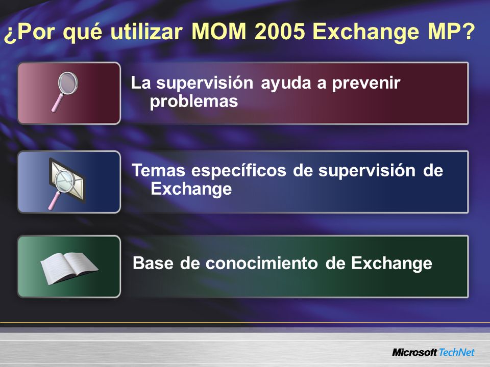 ¿Por qué utilizar MOM 2005 Exchange MP.