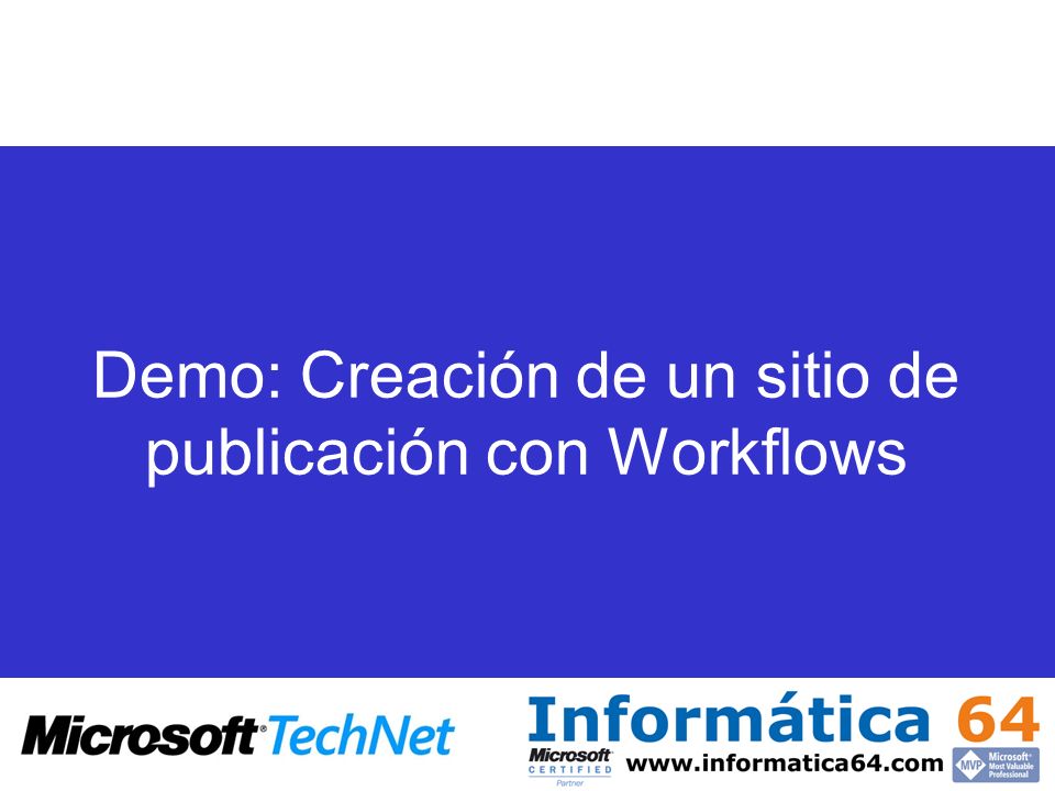 Demo: Creación de un sitio de publicación con Workflows
