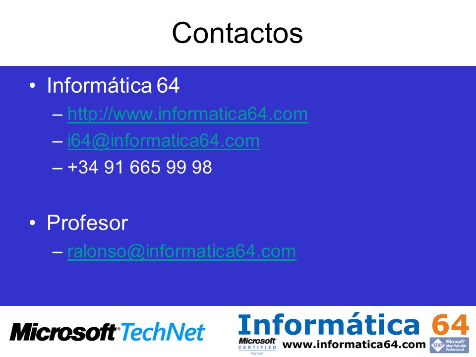 Contactos Informática 64 –  – Profesor