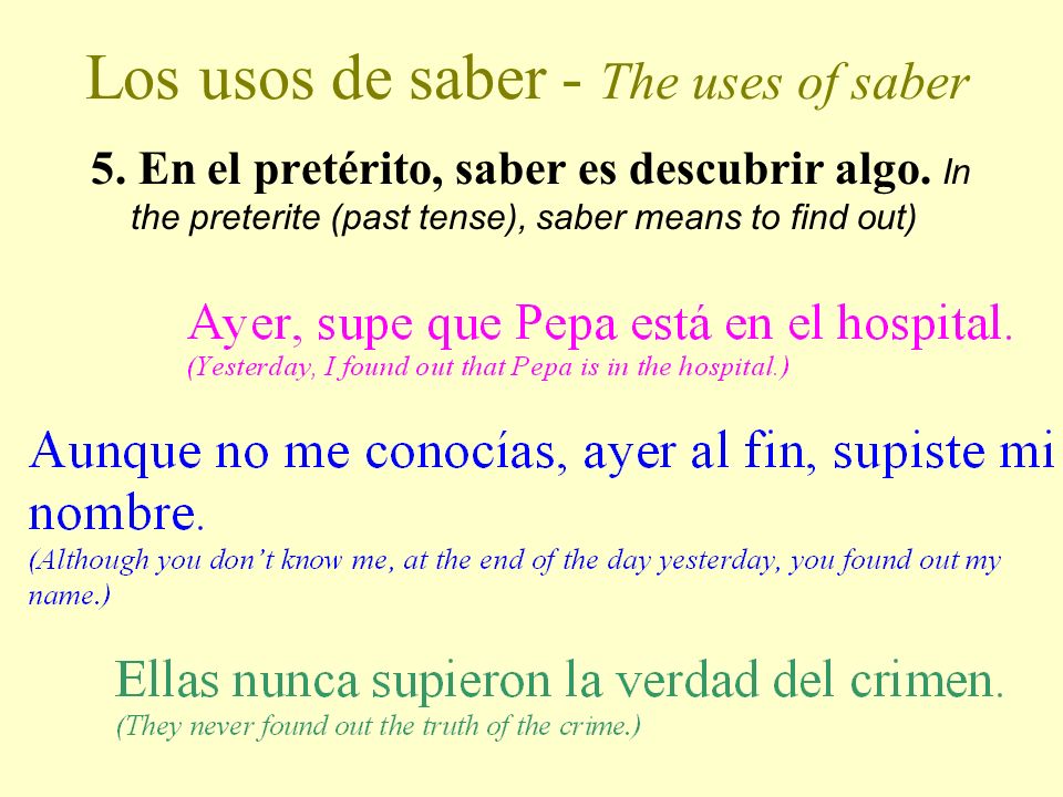 Los usos de saber - The uses of saber 4.
