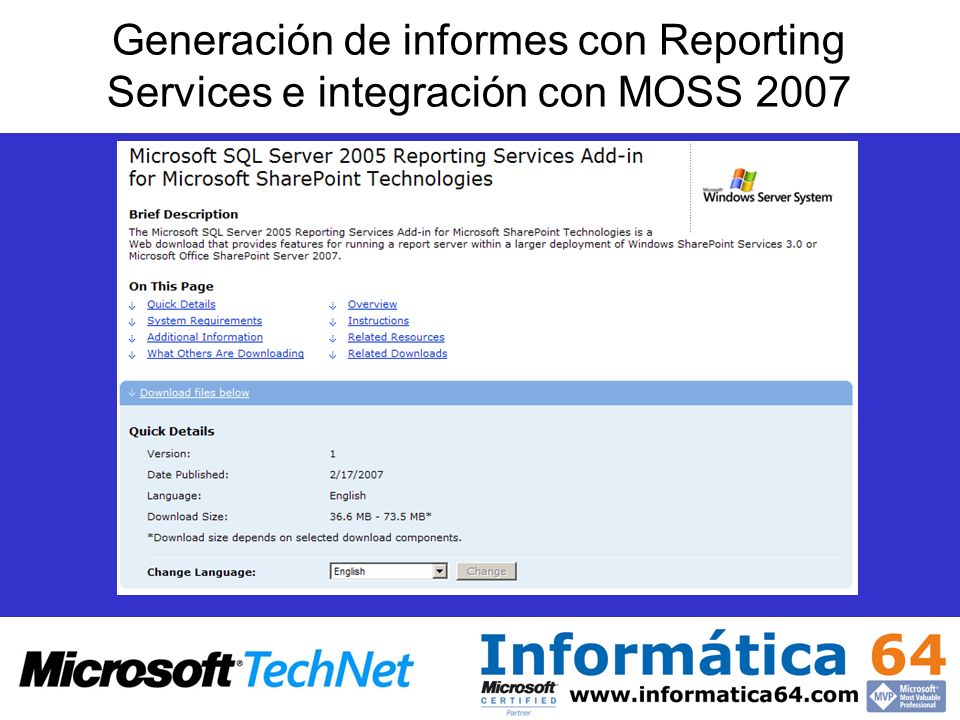 Generación de informes con Reporting Services e integración con MOSS 2007