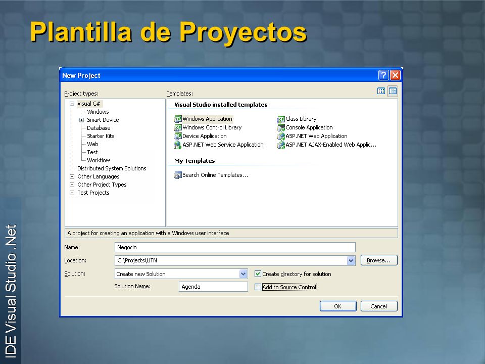 Plantilla de Proyectos IDE Visual Studio.Net