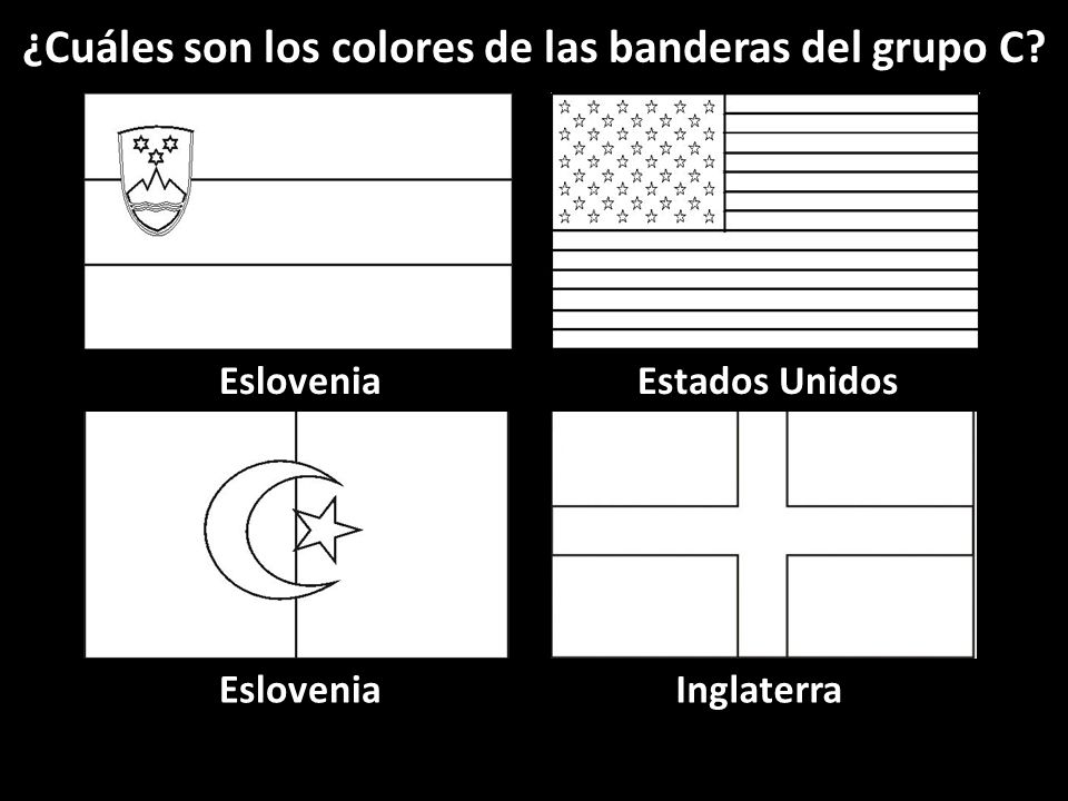 Eslovenia Inglaterra Estados Unidos ¿Cuáles son los colores de las banderas del grupo C