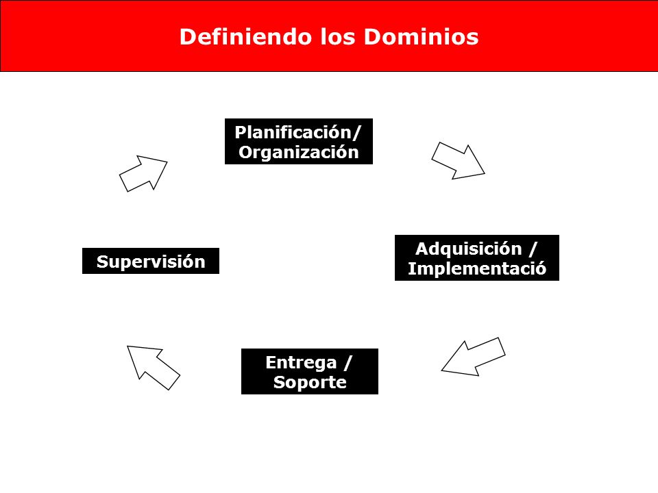Planificación/ Organización Adquisición / Implementació n Entrega / Soporte Supervisión Definiendo los Dominios