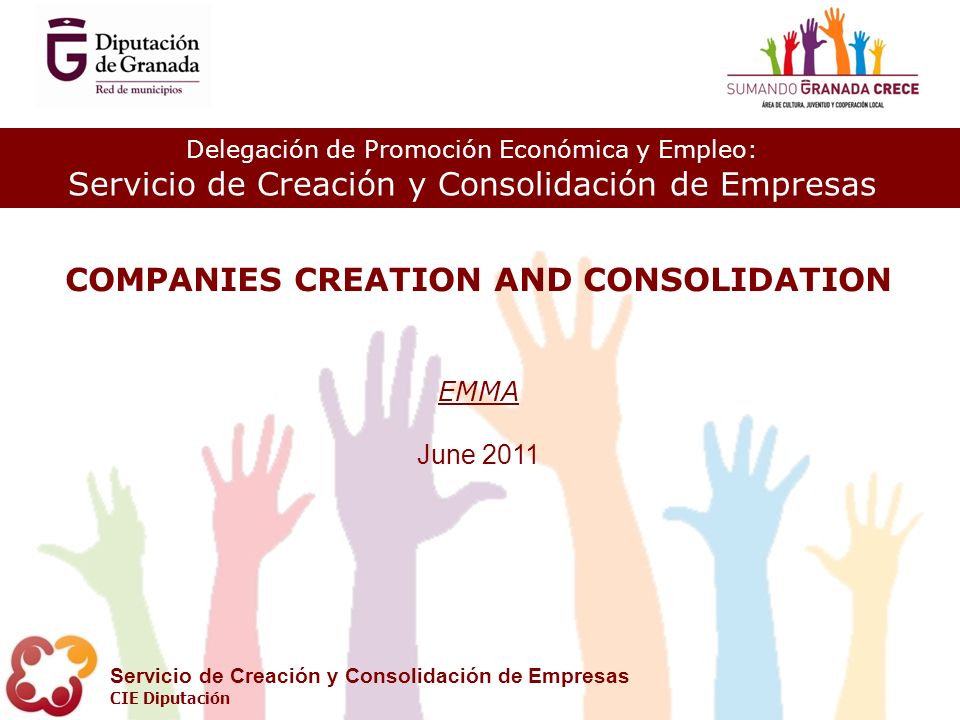 Delegación de Promoción Económica y Empleo: Servicio de Creación y Consolidación de Empresas CIE Diputación COMPANIES CREATION AND CONSOLIDATION EMMA June 2011