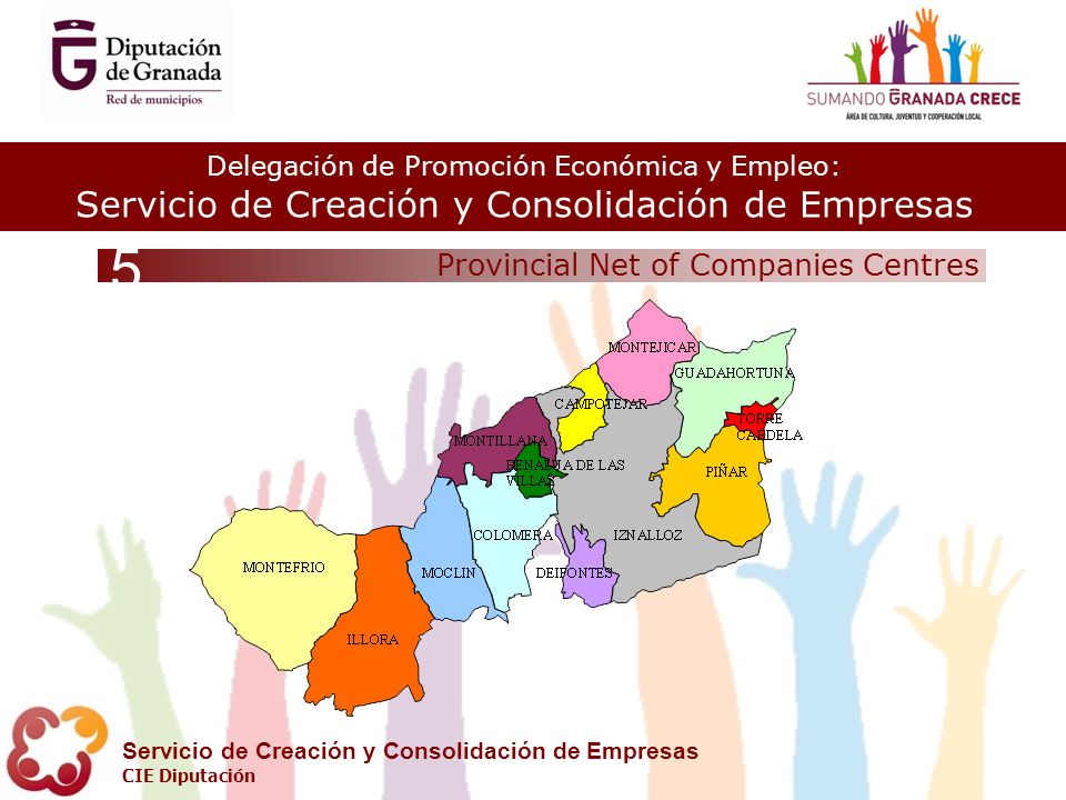 Delegación de Promoción Económica y Empleo: Servicio de Creación y Consolidación de Empresas CIE Diputación Provincial Net of Companies Centres 5