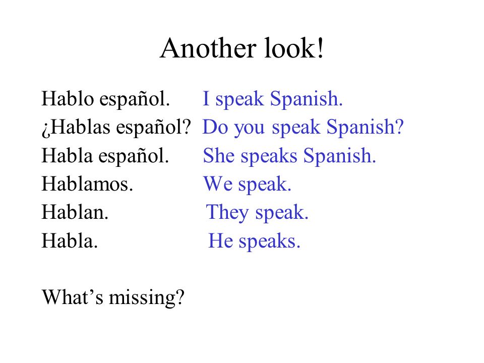 Practice Makes Perfect Yo hablo español. I speak Spanish.