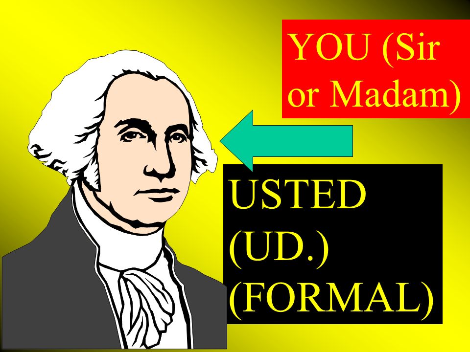 USTED (UD.) (FORMAL) YOU (Sir or Madam)