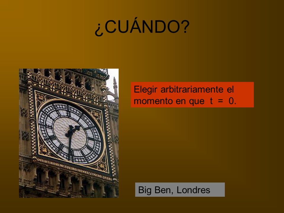 Big Ben, Londres ¿CUÁNDO Elegir arbitrariamente el momento en que t = 0.