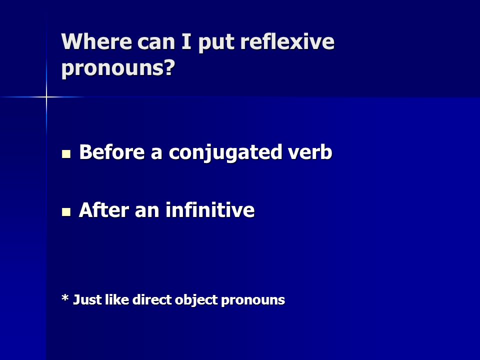 Where can I put reflexive pronouns.