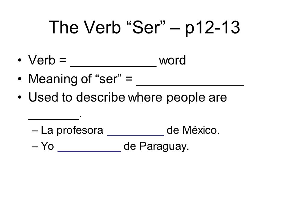 Apuntes: Expressing origin with the verb ser (p12- 13) Expresar origen con el verbo >