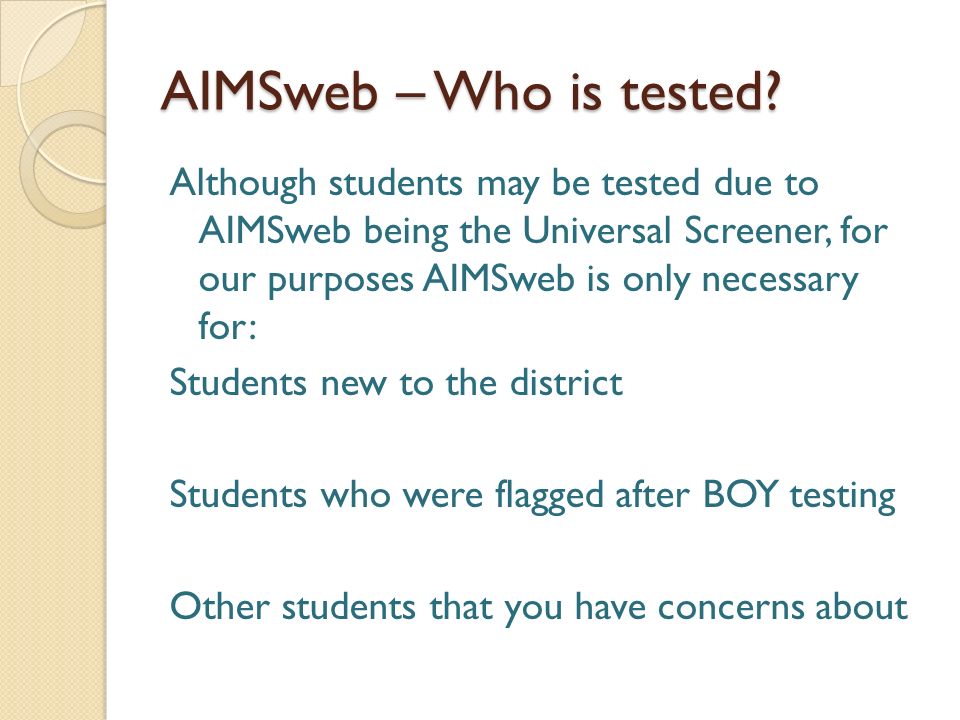 AIMSweb – Who is tested.