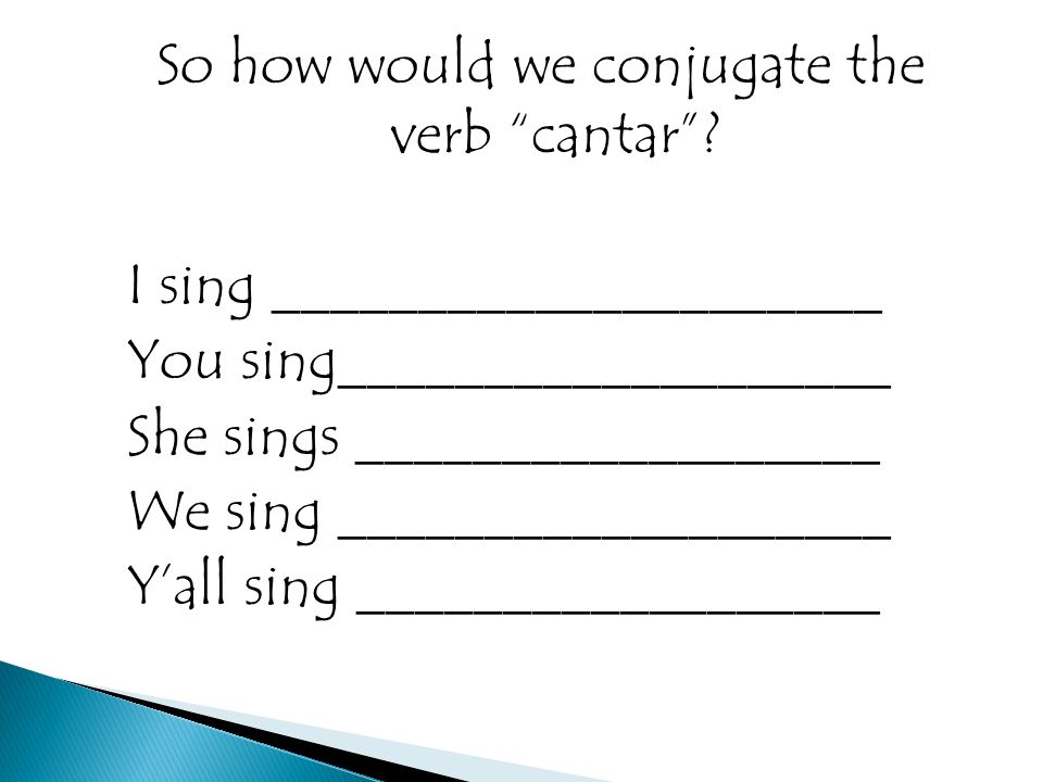 So how would we conjugate the verb cantar.