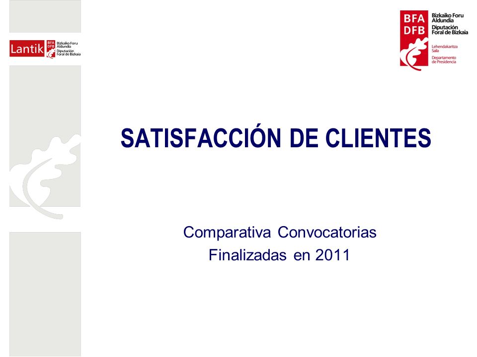 SATISFACCIÓN DE CLIENTES Comparativa Convocatorias Finalizadas en 2011
