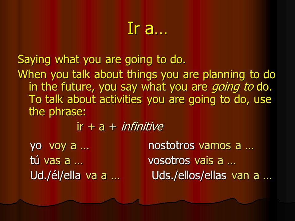 Ir a… Saying what you are going to do.