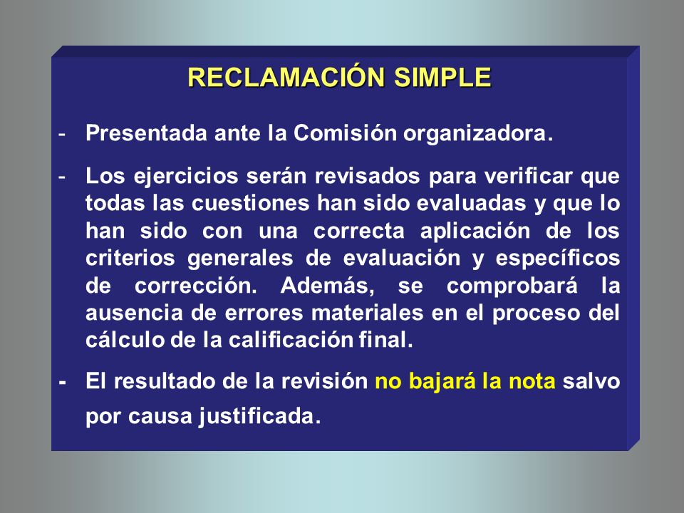 RECLAMACIÓN SIMPLE -Presentada ante la Comisión organizadora.