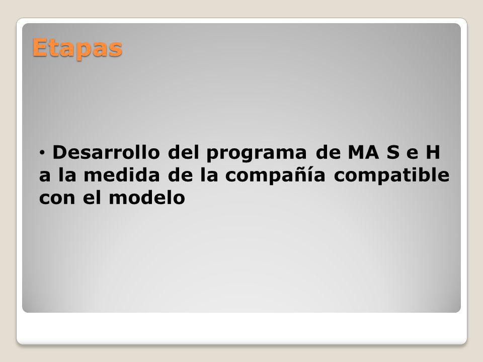 Etapas Desarrollo del programa de MA S e H a la medida de la compañía compatible con el modelo