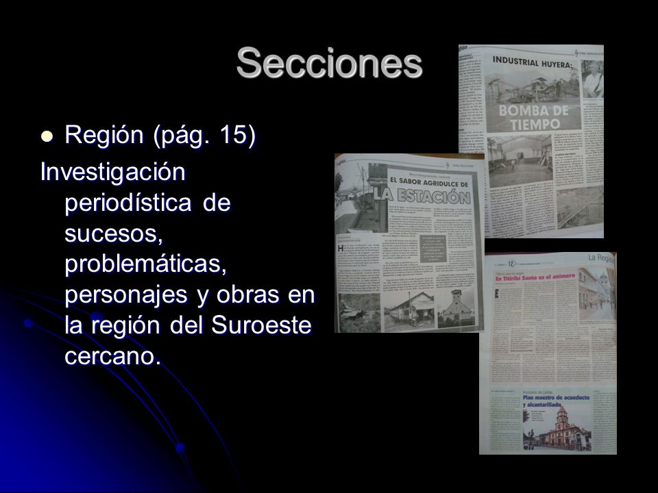 Secciones Región (pág. 15) Región (pág.