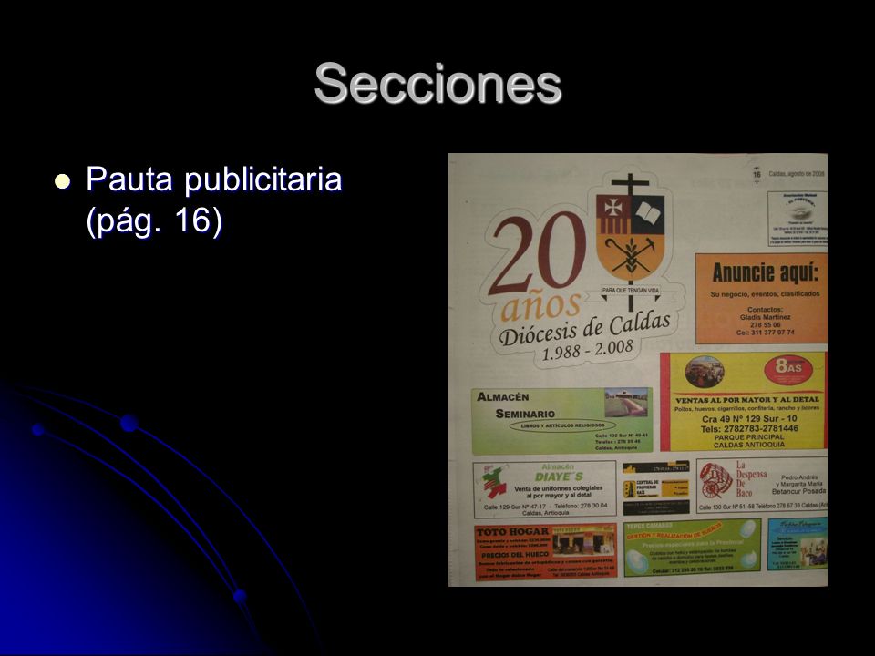 Secciones Pauta publicitaria (pág. 16) Pauta publicitaria (pág. 16)