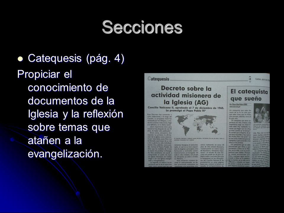 Secciones Catequesis (pág. 4) Catequesis (pág.