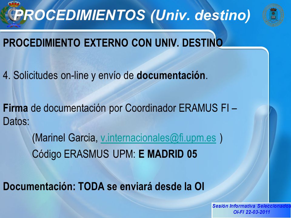 Sesión Informativa Seleccionados OI-FI PROCEDIMIENTOS (Univ.
