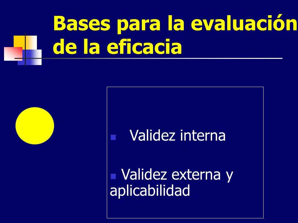 Bases para la evaluación de la eficacia Validez interna Validez externa y aplicabilidad