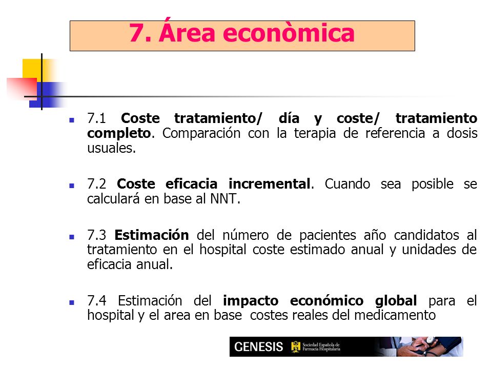 7. Área econòmica 7.1 Coste tratamiento/ día y coste/ tratamiento completo.