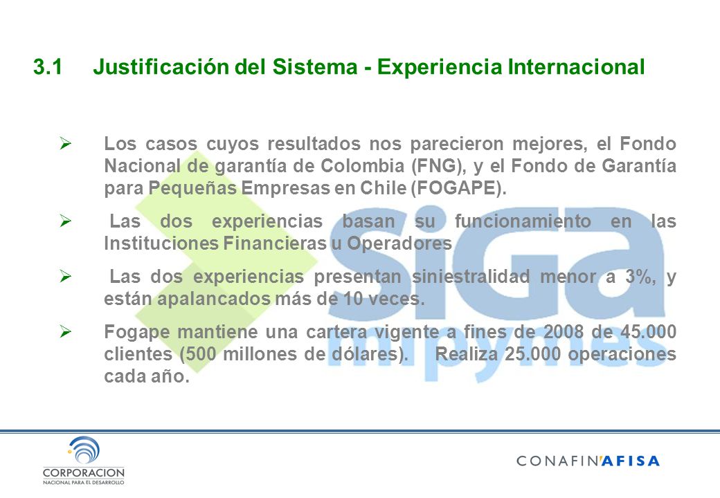 Los casos cuyos resultados nos parecieron mejores, el Fondo Nacional de garantía de Colombia (FNG), y el Fondo de Garantía para Pequeñas Empresas en Chile (FOGAPE).