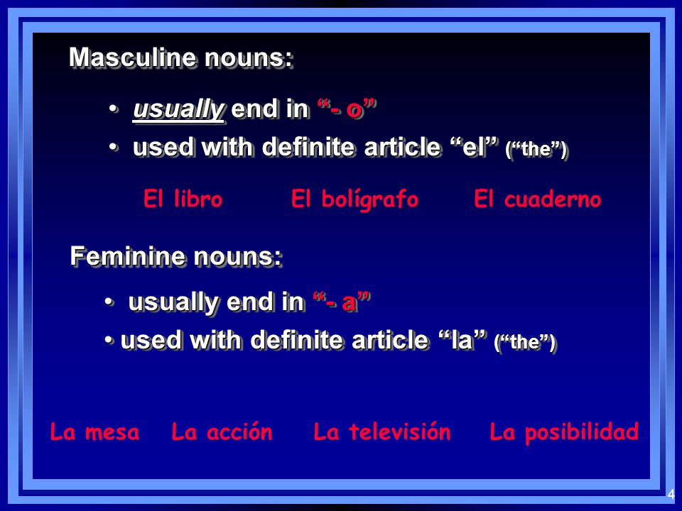 3 Articles…:Articles…: Definite articles: There Are 4 Ways to Say the Indefinite articles: Un a / an some SingularPlural M F ElLos LaLas UnaUnas Unos SingularPlural M F