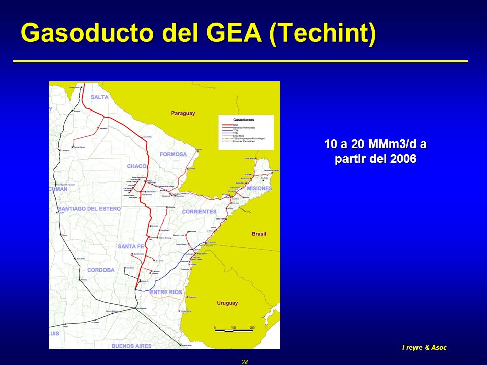 Freyre & Asoc 28 Gasoducto del GEA (Techint) 10 a 20 MMm3/d a partir del 2006