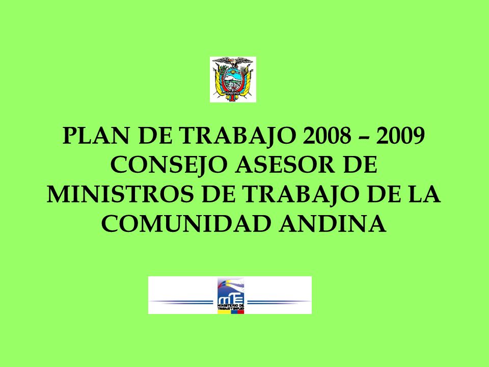 PLAN DE TRABAJO 2008 – 2009 CONSEJO ASESOR DE MINISTROS DE TRABAJO DE LA COMUNIDAD ANDINA