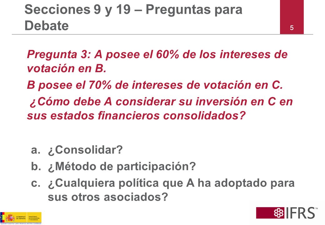 5 Secciones 9 y 19 – Preguntas para Debate Pregunta 3: A posee el 60% de los intereses de votación en B.