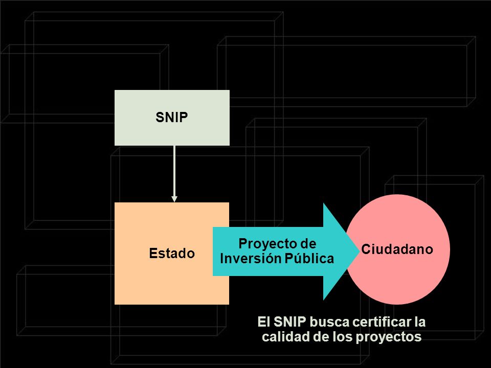 Estado SNIP Ciudadano Proyecto de Inversión Pública El SNIP busca certificar la calidad de los proyectos