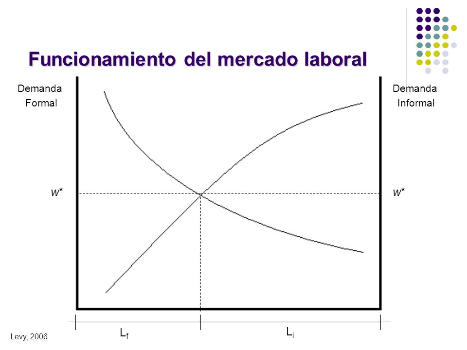 Funcionamiento del mercado laboral Demanda Informal Demanda Formal LfLf LiLi w*w* Levy, 2006 w*w*