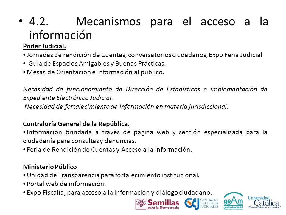 4.2. Mecanismos para el acceso a la información Poder Judicial.