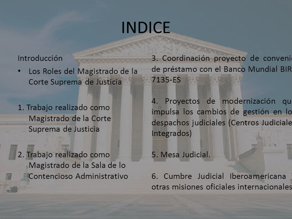 INDICE Introducción Los Roles del Magistrado de la Corte Suprema de Justicia 1.
