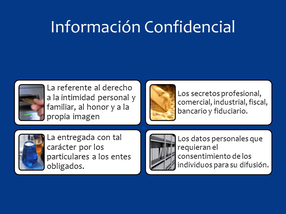 Información Confidencial La referente al derecho a la intimidad personal y familiar, al honor y a la propia imagen La entregada con tal carácter por los particulares a los entes obligados.