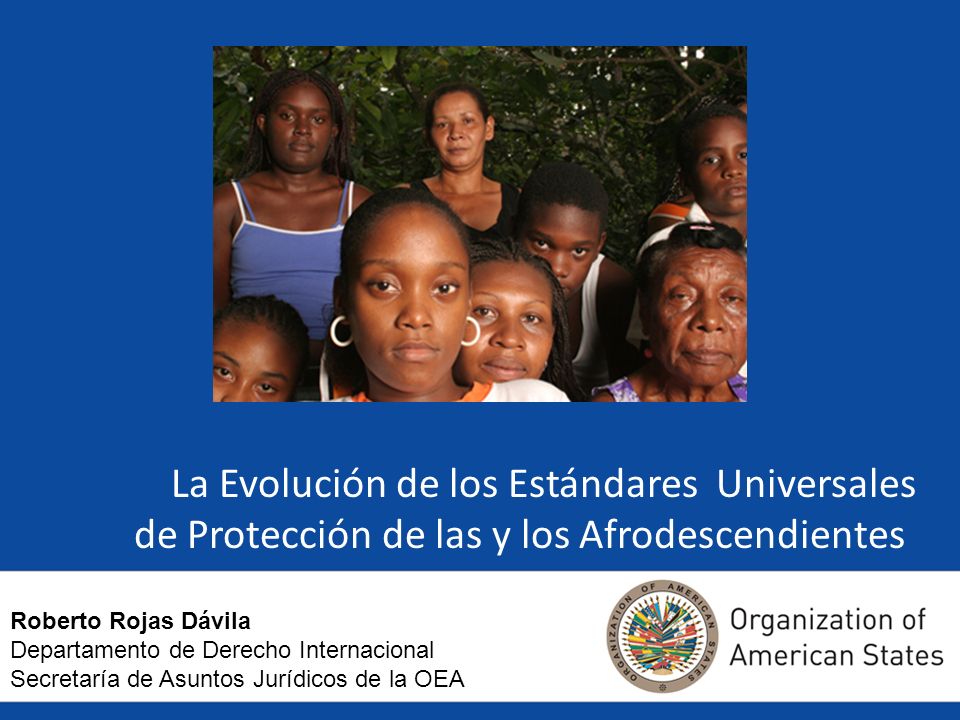 La Evolución de los Estándares Universales de Protección de las y los Afrodescendientes Roberto Rojas Dávila Departamento de Derecho Internacional Secretaría de Asuntos Jurídicos de la OEA