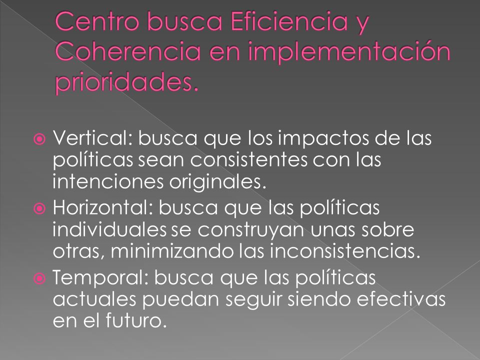 Vertical: busca que los impactos de las políticas sean consistentes con las intenciones originales.