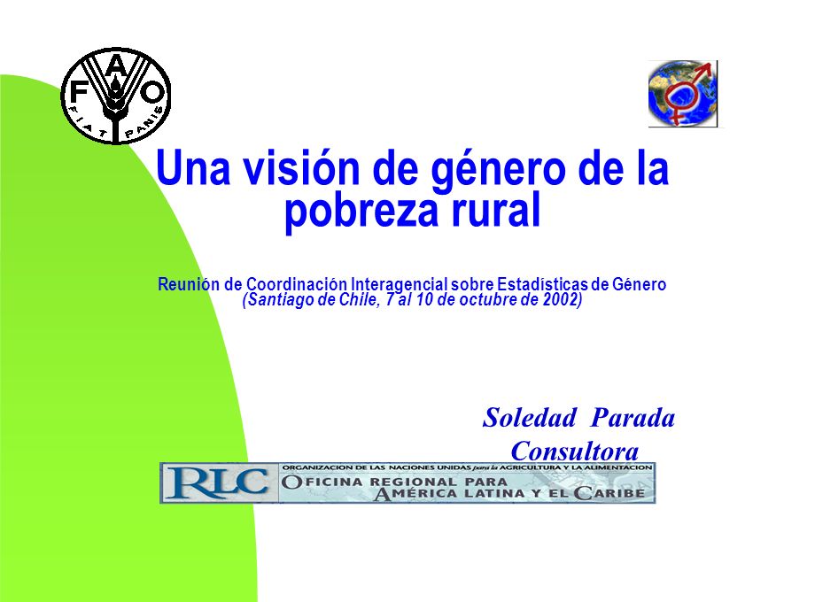 Una visión de género de la pobreza rural Reunión de Coordinación Interagencial sobre Estadísticas de Género (Santiago de Chile, 7 al 10 de octubre de 2002) Soledad Parada Consultora