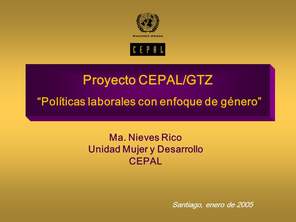 Proyecto CEPAL/GTZ Políticas laborales con enfoque de género Ma.