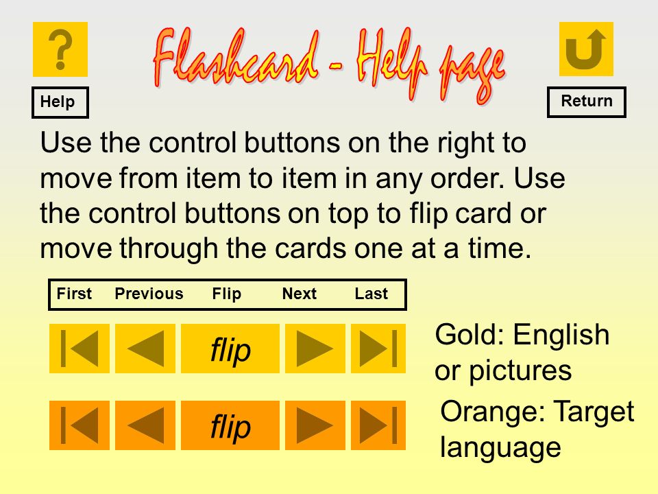 Use the control buttons on the right to move from item to item in any order.