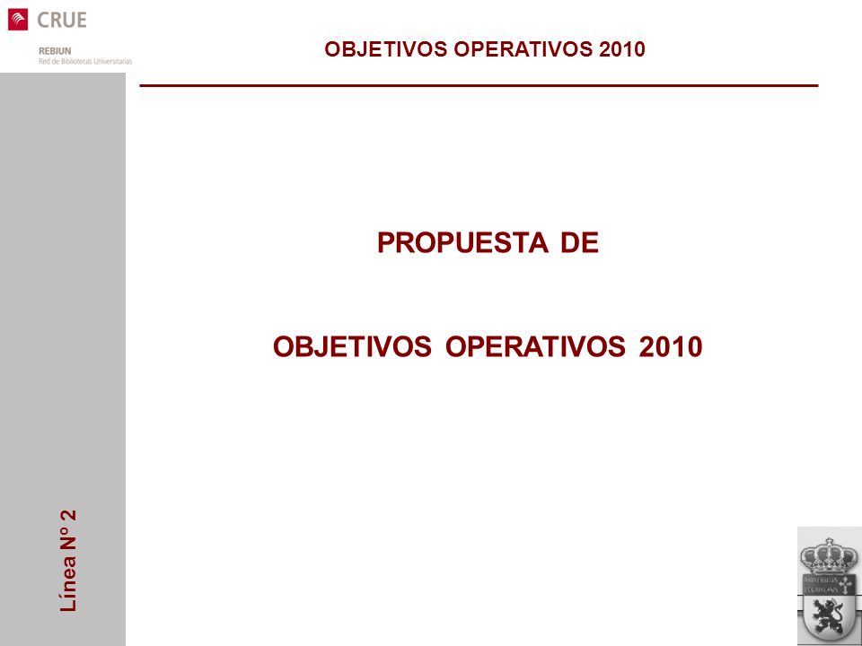 Línea Nº 2 PROPUESTA DE OBJETIVOS OPERATIVOS 2010