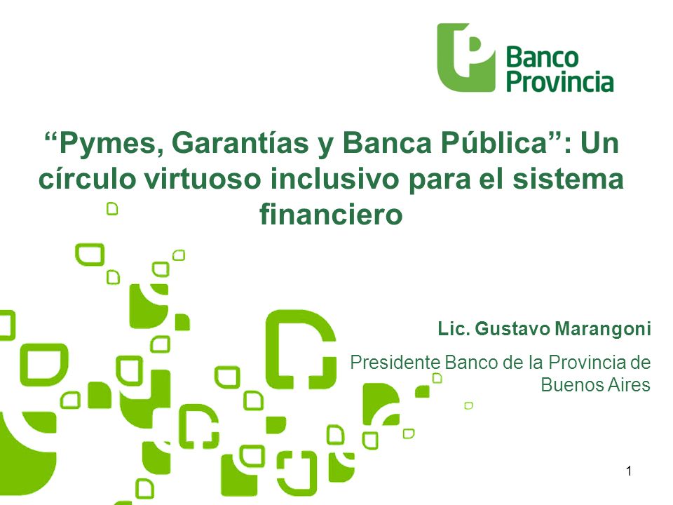1 Pymes, Garantías y Banca Pública: Un círculo virtuoso inclusivo para el sistema financiero Lic.