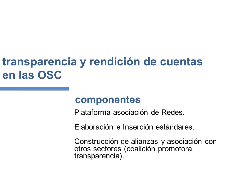 transparencia y rendición de cuentas en las OSC Plataforma asociación de Redes.